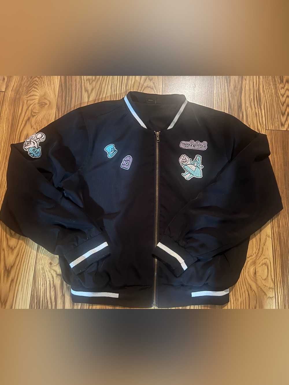 Disney Alice In Wonderland Patch Polyester Black Jacket Girls Youth size XL